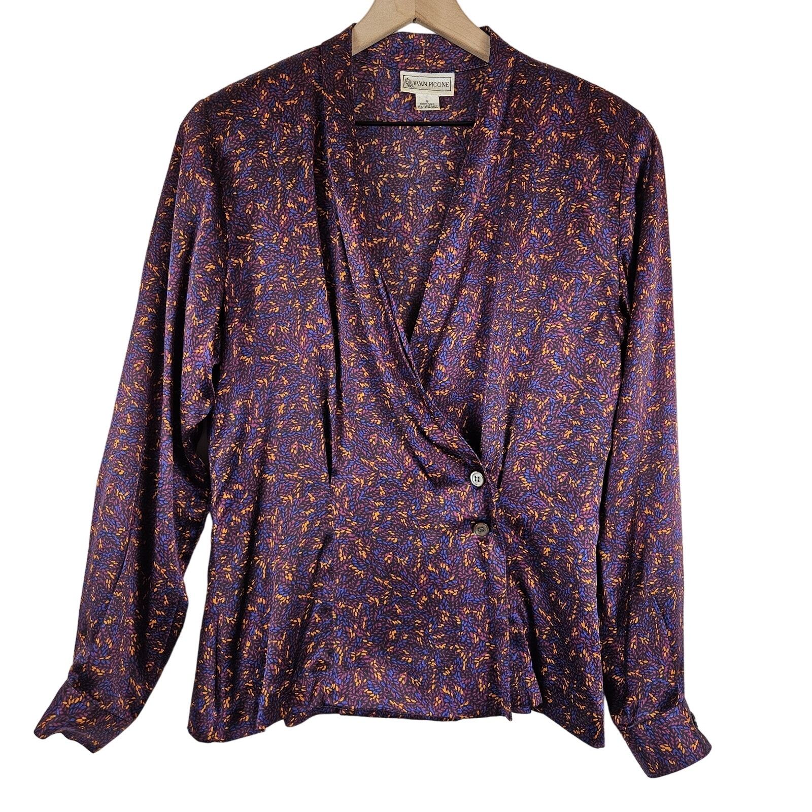 Evan Picone Vintage Silk 80's 90's Blouse, Size 8